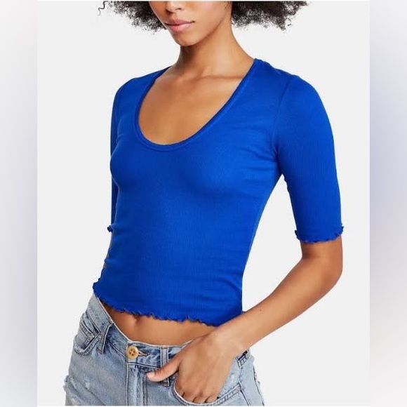 Free People Up All Night Top Blue - Picture 2 of 9
